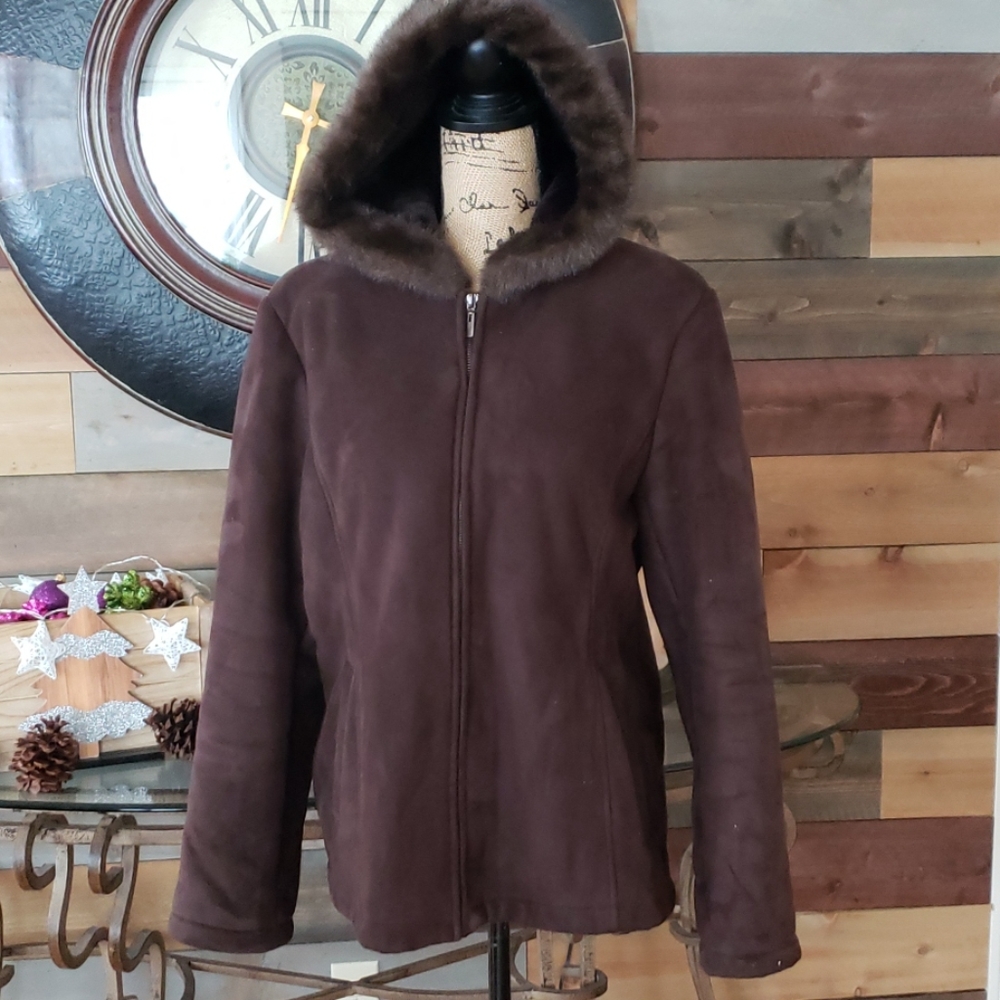 Brown Faux Suede winter coat